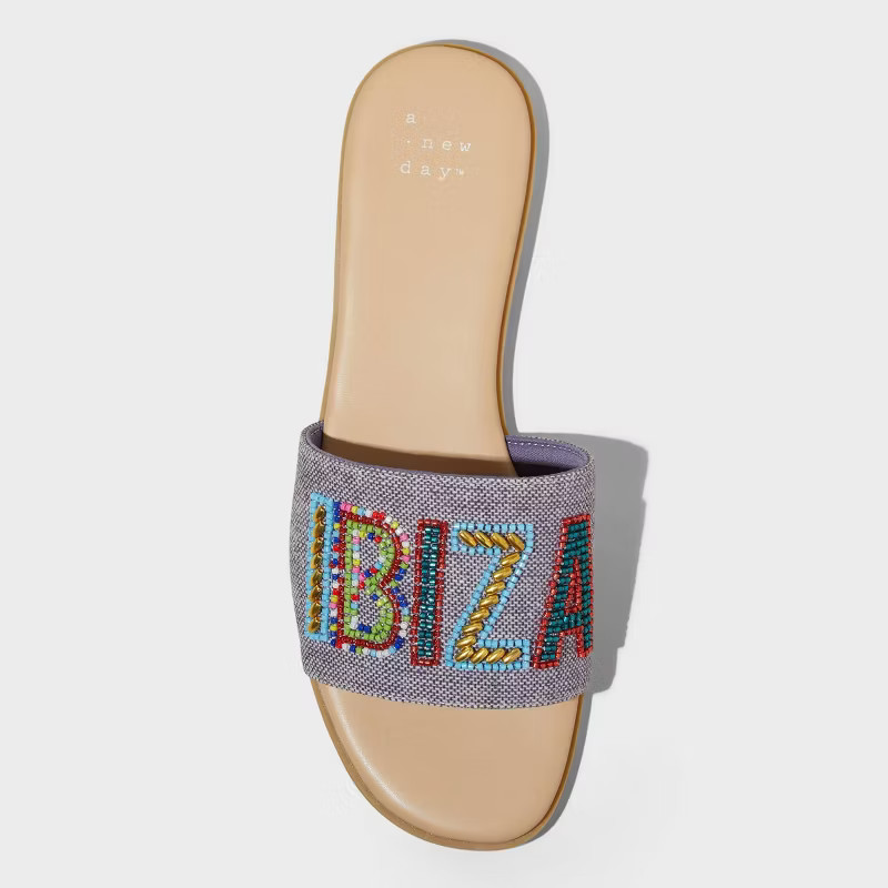Women's Nehemia Beaded Canvas Slide Sandals - A New Day™ | Target
