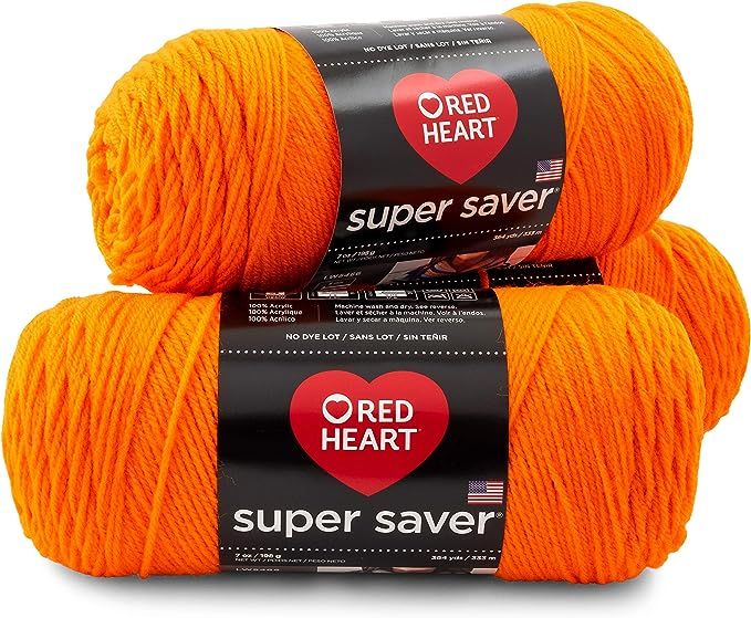 RED HEART Super Saver 3-Pack yarn, PUMPKIN 3 Pack | Amazon (US)
