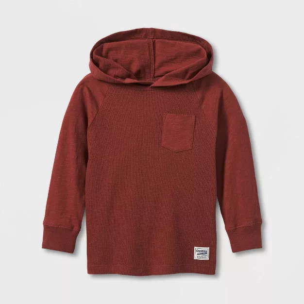 OshKosh B'gosh Toddler Boys' Thermal Hoodie T-Shirt - Maroon | Target