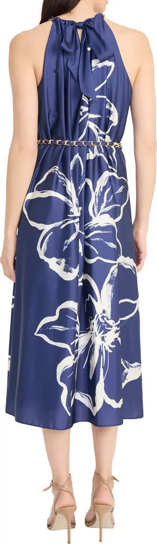 Floral Halter Neck Belted Midi Dress | Nordstrom