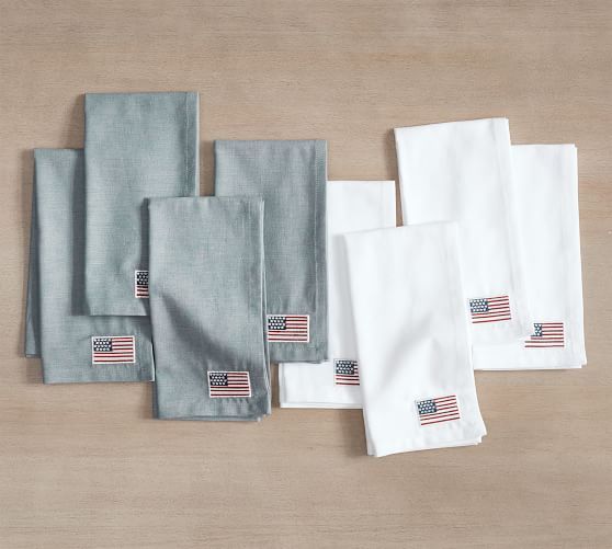 American Flag Solid Cotton/Linen Napkins - Set of 4 | Pottery Barn (US)