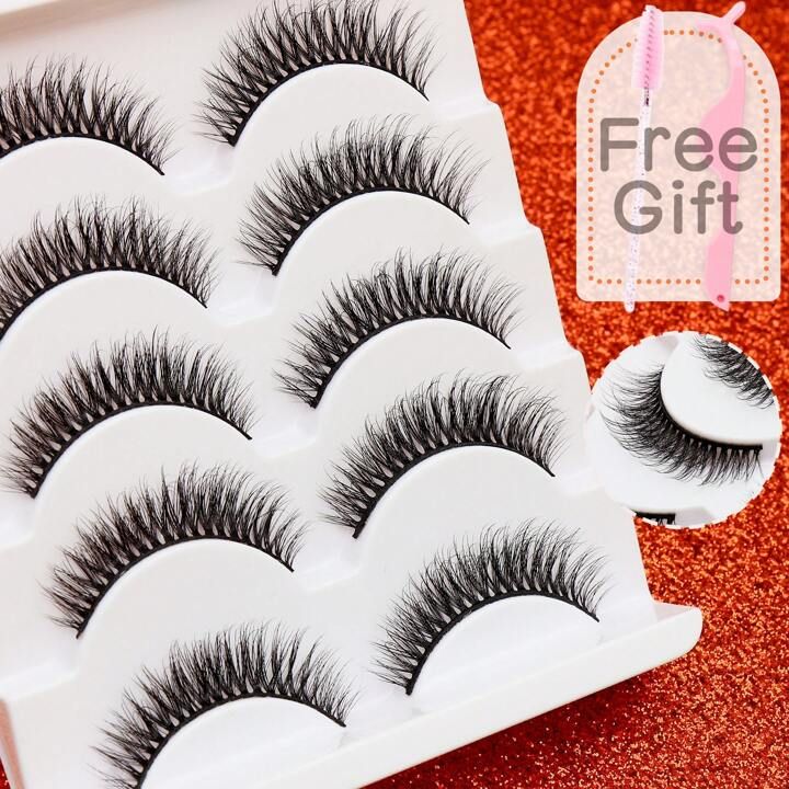 5 Pairs Russian Strip Lashes Fluffy Mink Lashes 3D False Eyelashes Russian Volume Eyelashes Fake ... | SHEIN