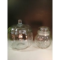 Set Of 2 Clear Glass Pumpkin & Jack O Lantern Cookie Jar/Canister | Etsy (US)