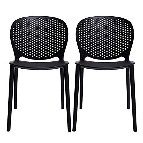 2xhome Set of 4 Dark Black Contemporary Modern Stackable Assembled Plastic Chair Molded with Back Ar | Amazon (US)
