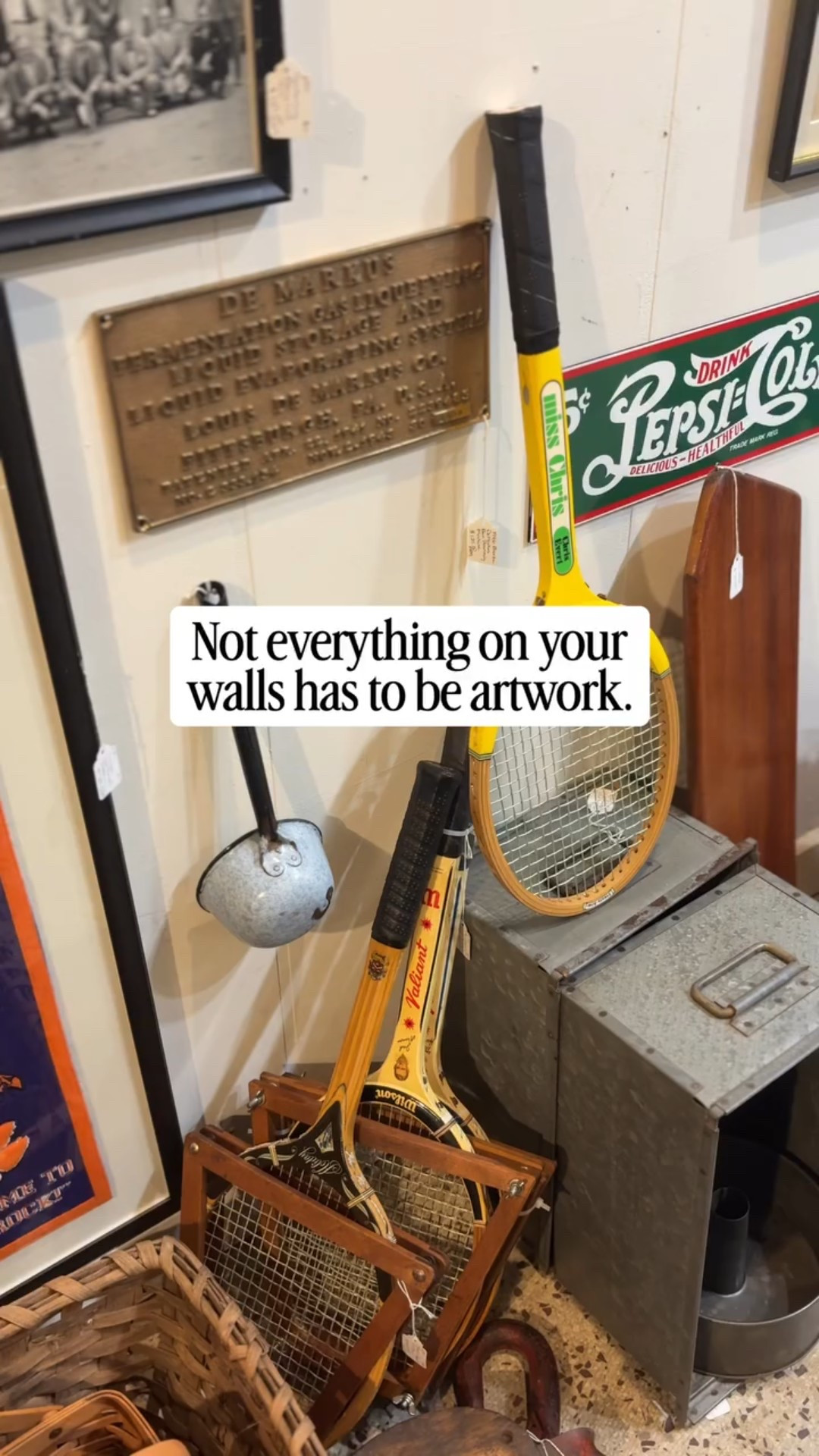 Found these vintage tennis rackets at an antique shop for under $50 total and it instantly gave our bonus room that collected, lived-in feel.

If your space feels flat, try hanging something unexpected instead of another print. Not everything on your walls has to be artwork 🤍

Vintage wood tennis rackets are one of my favorite ways to add character to a bonus room, game room, basement, or little boy’s bedroom. They bring in warmth, texture, and that collected, nostalgic feel that makes a new space feel lived-in.

Perfect for:
• Bonus room wall decor
• Basement game room styling
• Little boys room sports decor
• Vintage sports wall accents

Linked similar wood rackets + mounting hardware 🤍

#vintagehome #collectedhome #bonusroomdecor #gameroomdecor #cozyhome