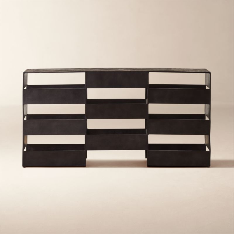 Jalousie Black Cast Aluminum Console Table + Reviews | CB2 | CB2