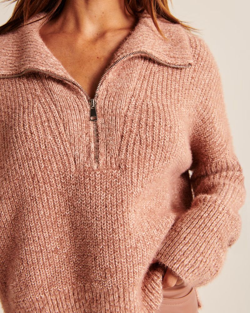 Chenille Eyelash Half-Zip Sweater | Abercrombie & Fitch (US)