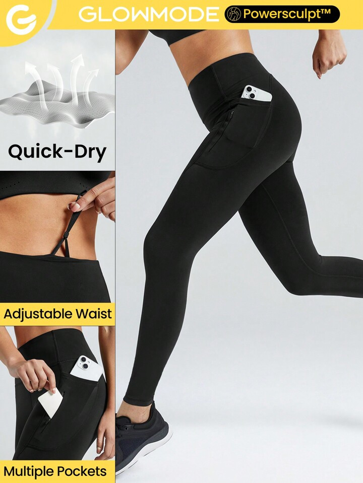 GLOWMODE 24" Swift Stream Adjustable Wide Pocket Leggings High Strength Quick Drying Moisture Wic... | SHEIN