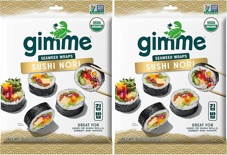 Gimme Seaweed Sushi Nori Premium Organic Roasted Seaweed Sheets, Keto, Vegan, Gluten-Free, Restau... | Amazon (US)