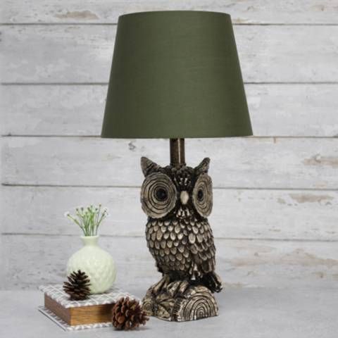 Simple Designs 19 3/4"H Brown Green Owl Accent Table Lamp | Lamps Plus