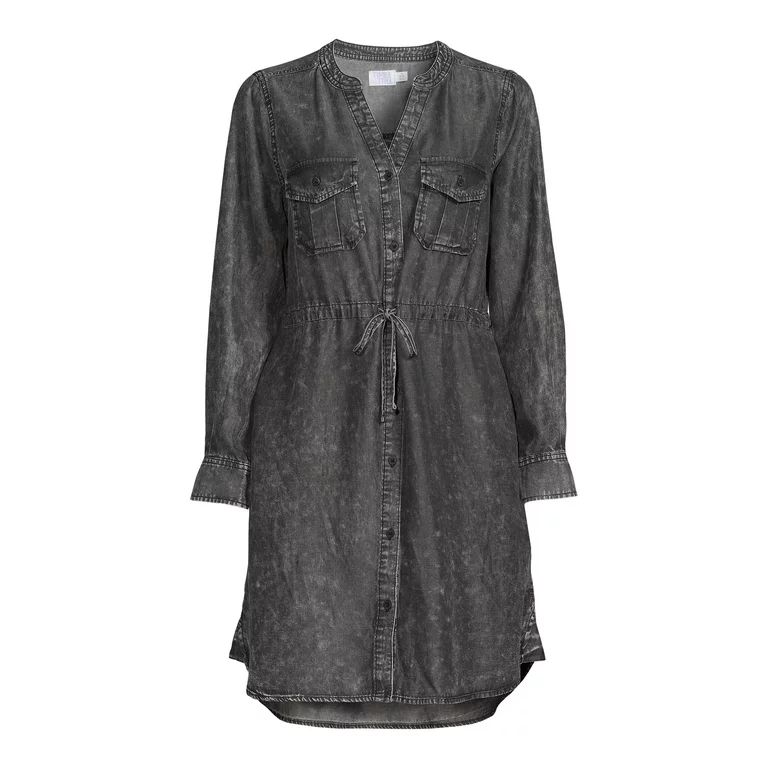 Time & Tru Women's Long Sleeve Utility Shirt Dress | Walmart (US)