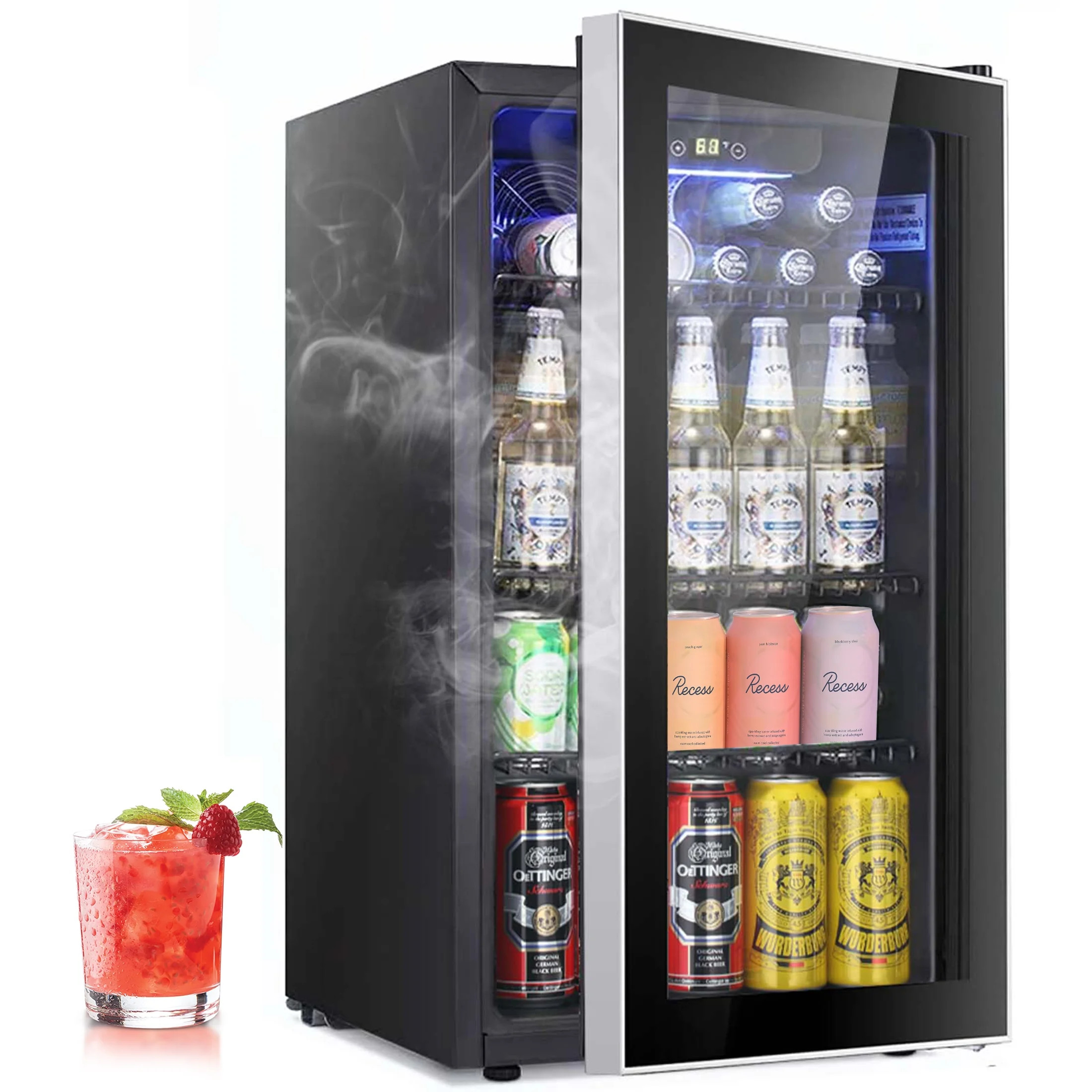 KISSAIR 3.2 Cu.ft Beverage Refrigerator Cooler -120 Can Mini Fridge, Freestanding Wine Chiller, G... | Walmart (US)