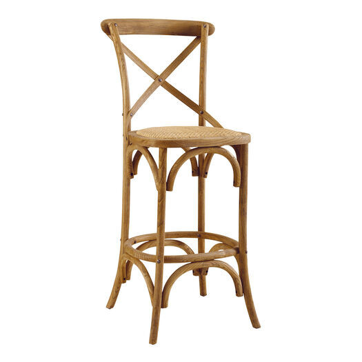 Syena Gray Wood and Rattan Barstool by World Market | World Market