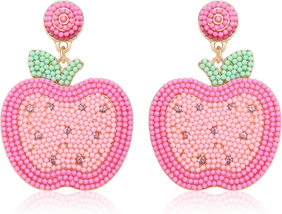 Teacher Earrings Beaded Pencil drop Dangle Earrings for Teacher Student Women, Handmade Beaded Co... | Amazon (US)