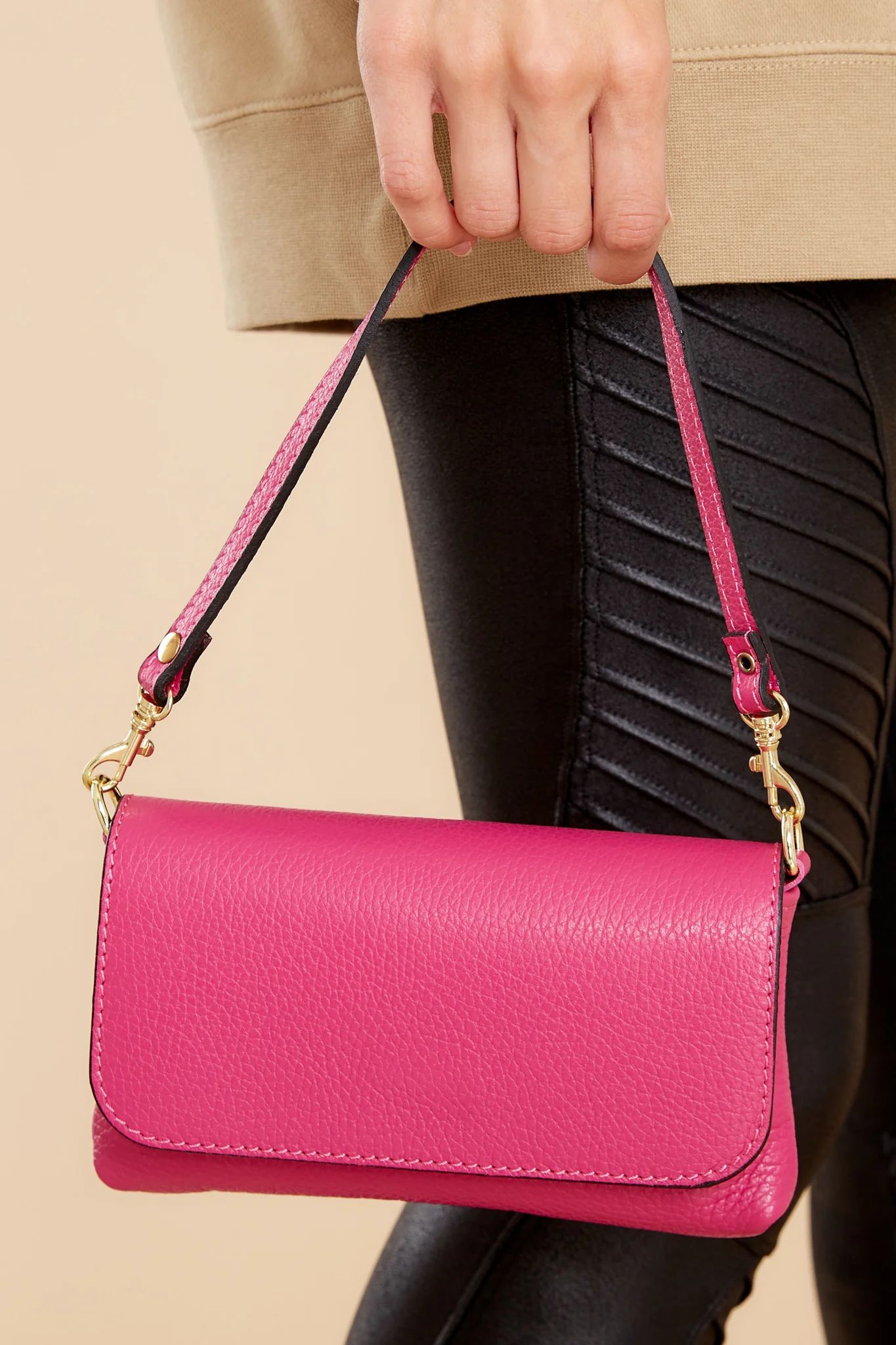 Little Lady Hot Pink Leather Bag | Red Dress 
