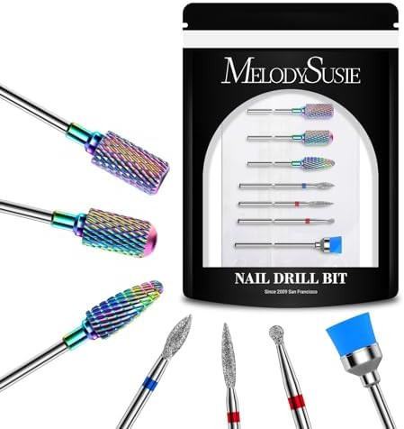 MelodySusie Nail Drill Bits Set, 7pcs Tungsten Carbide Diamond Nail Drill Bits for Acrylic Nails ... | Amazon (US)