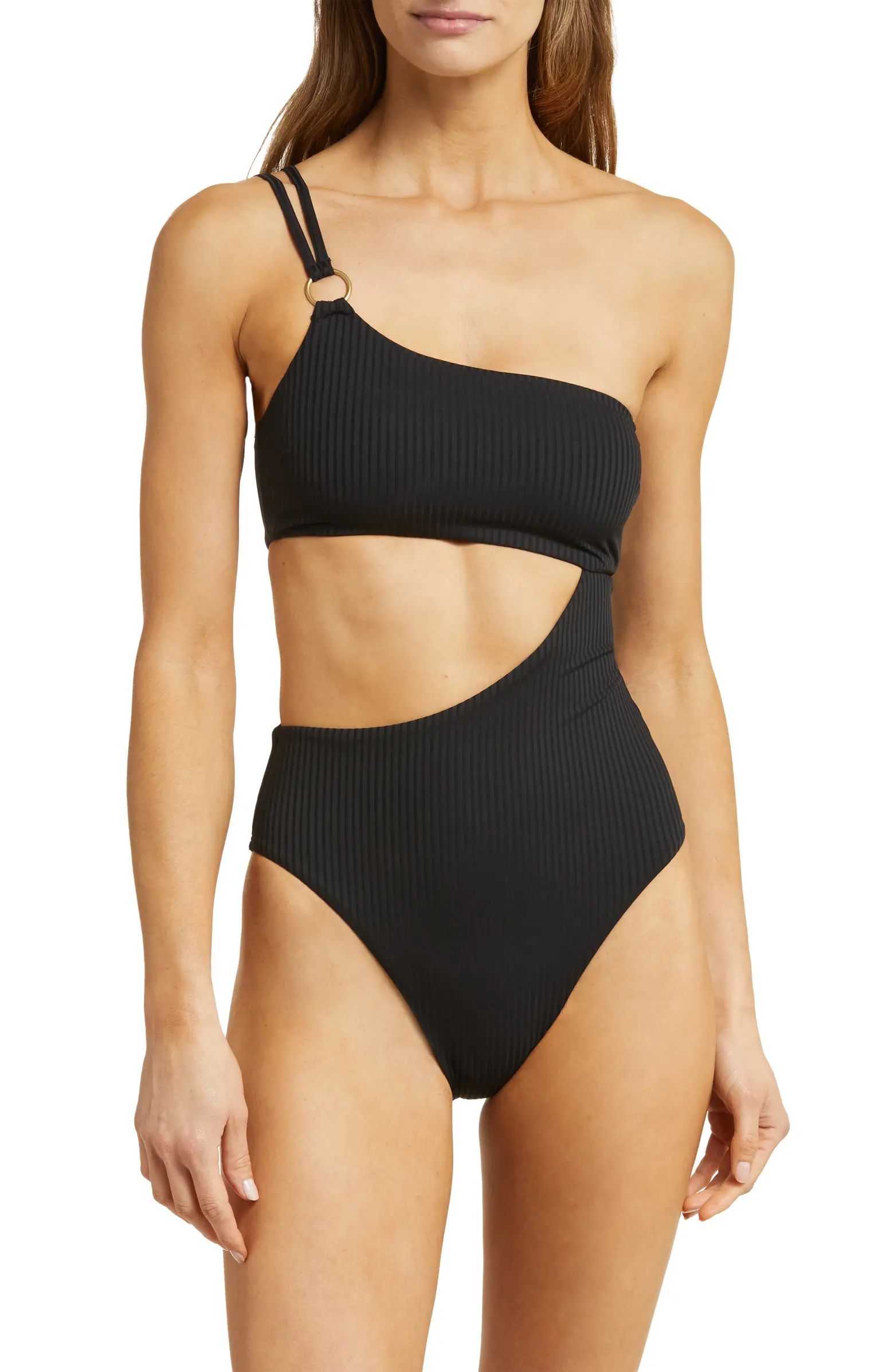 Vitamin A® Cosmo Cutout One-Shoulder Rib One-Piece Swimsuit | Nordstrom | Nordstrom