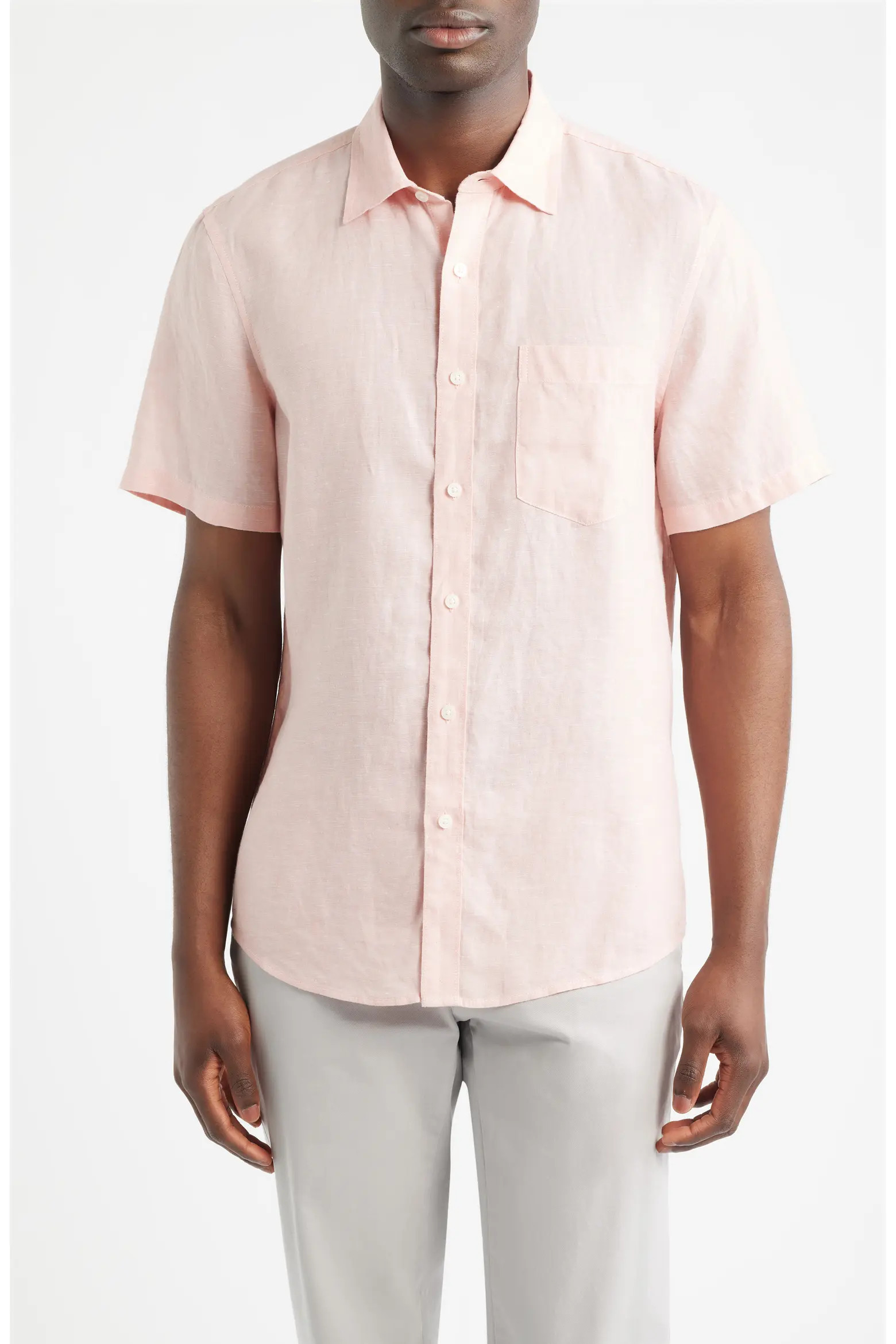 Solid Short Sleeve Linen Button-Up Shirt (Men) | Nordstrom | Nordstrom