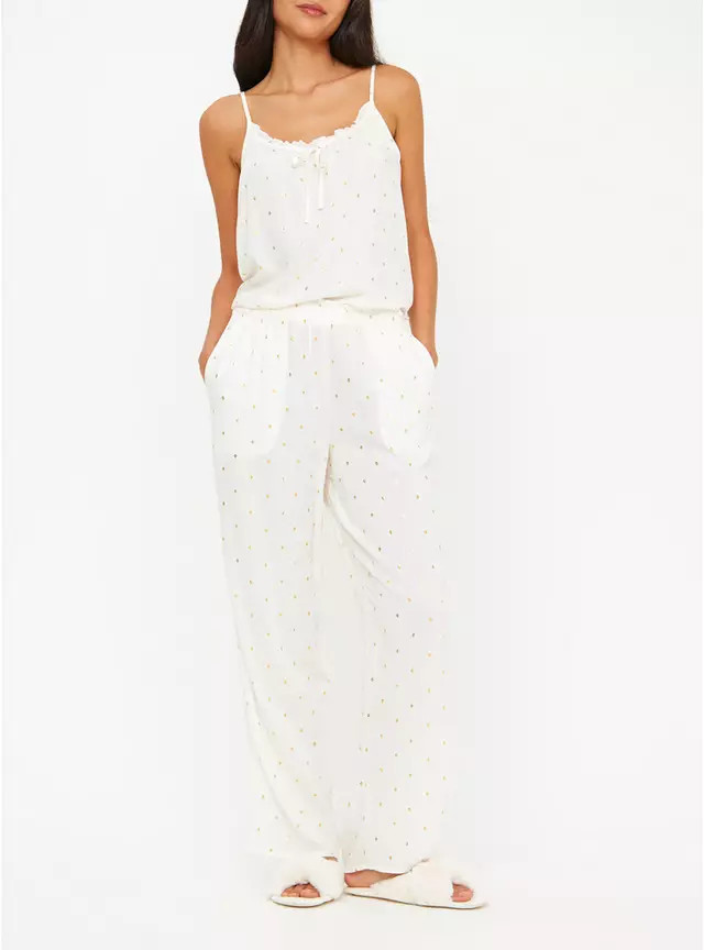 Buy Cream Foil Dot Coord Pyjama Bottoms 18 | Pyjamas | Tu | Tu Clothing