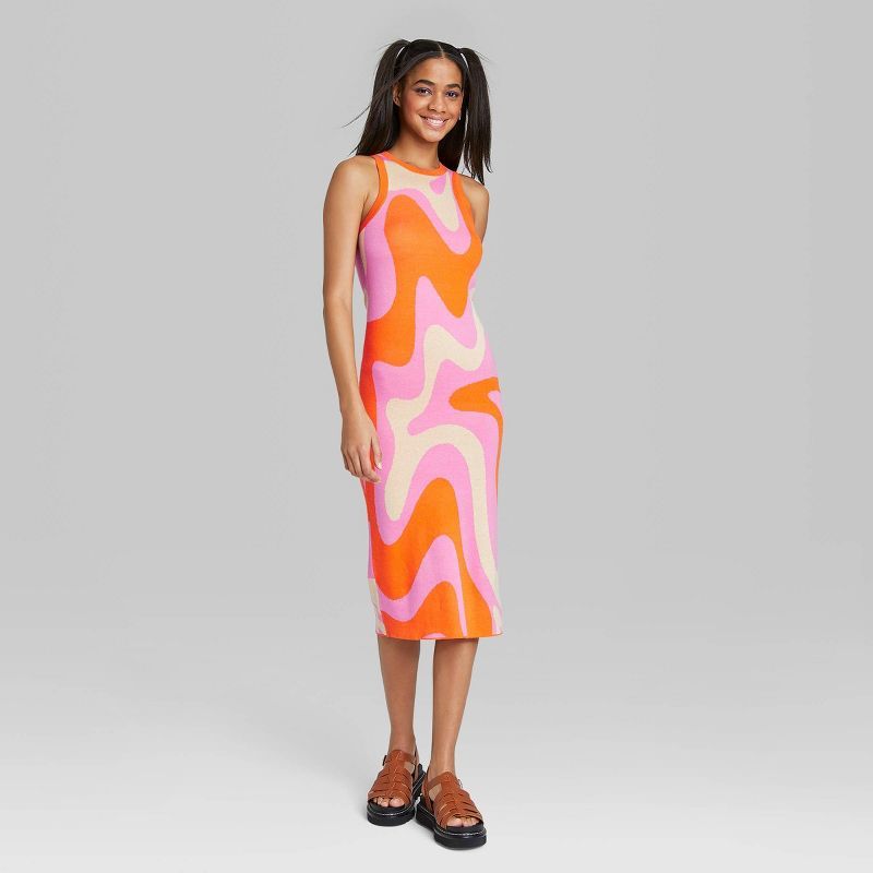 Women&#39;s Sleeveless Jacquard Sweater Dress - Wild Fable&#8482; Pink Wave XS | Target