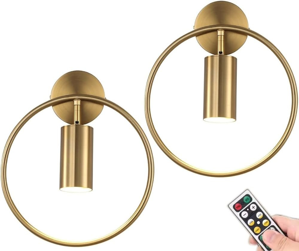 Modern Wireless Wall Sconces Light Set of 2,Battery Operated Wall Sconce with Remote,Indoor Batte... | Amazon (US)