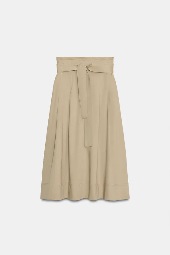 ZW COLLECTION BELTED MIDI SKIRT | Zara US