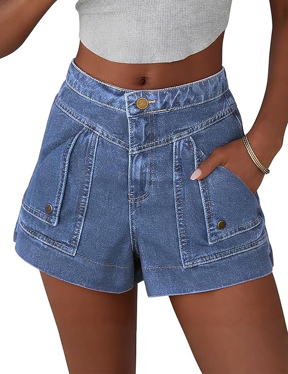 POTILI Jean Shorts High Waist Denim Shorts for Women Stretchy Casual Summer Baggy Trendy Jorts wi... | Amazon (US)