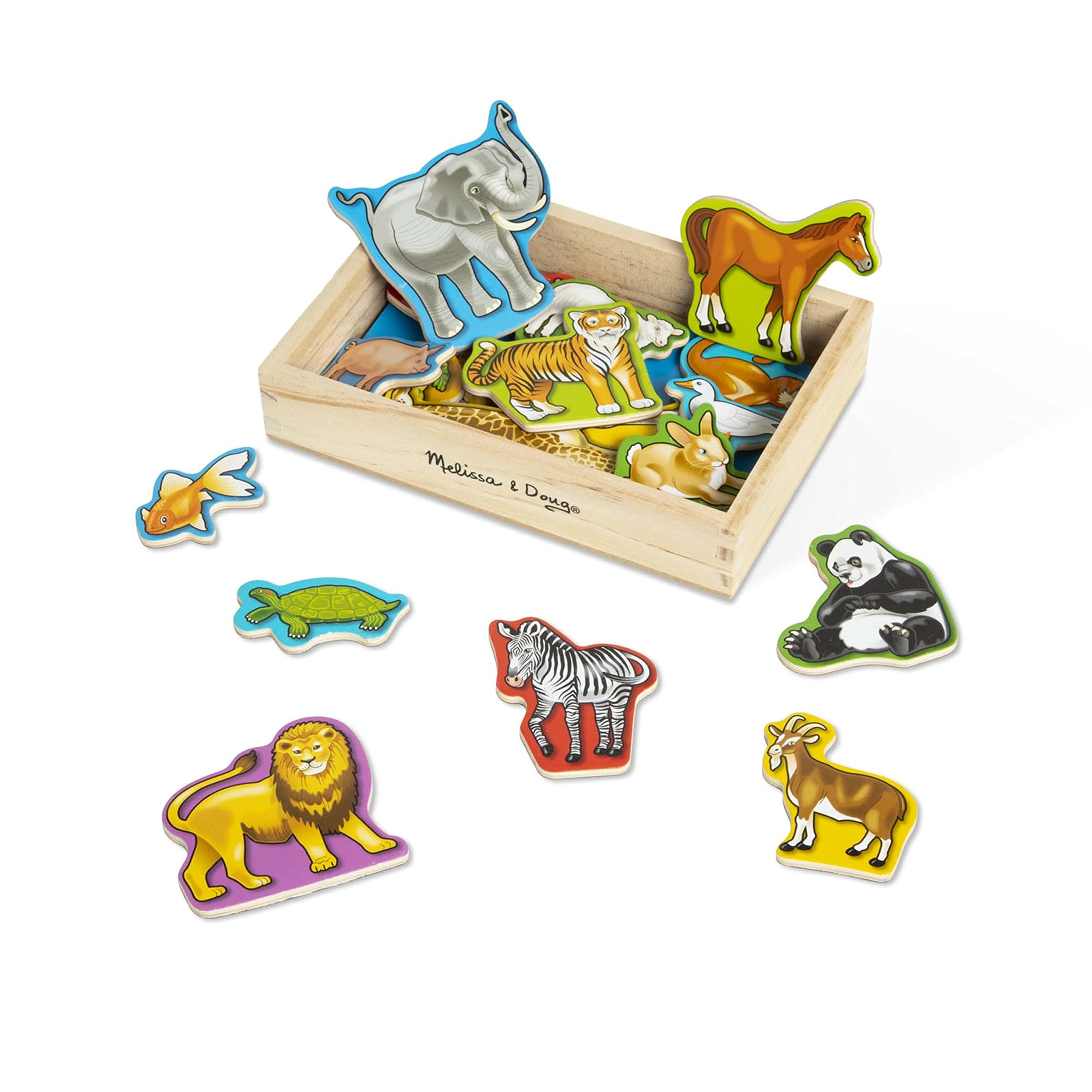 Melissa & Doug Wooden Animal Magnets Set (20 Pieces) – Farm, Zoo & Pet Fridge Magnets in Storag... | Amazon (US)