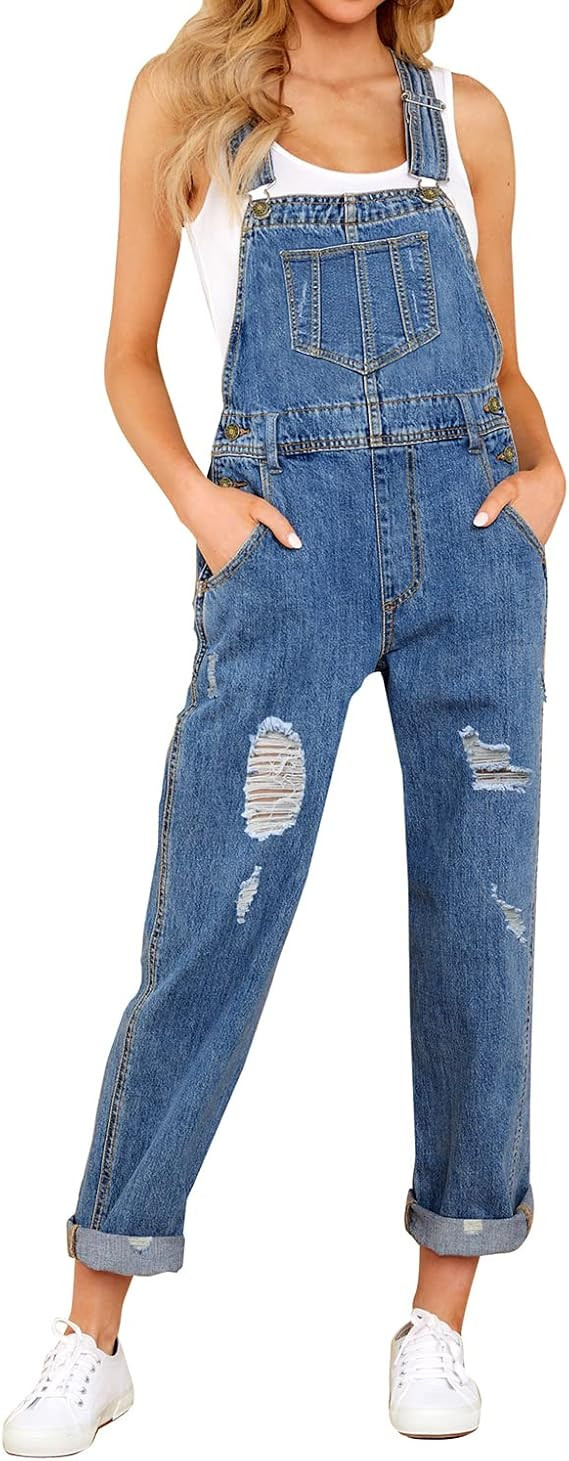 luvamia Women's Casual Stretch Adjustable Denim Bib Overalls Jeans Pants Jumpsuits | Amazon (US)