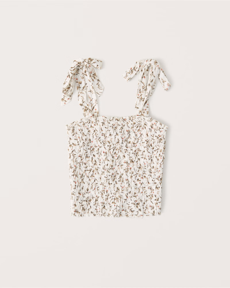 Tie-Strap Smocked Cami | Abercrombie & Fitch (US)