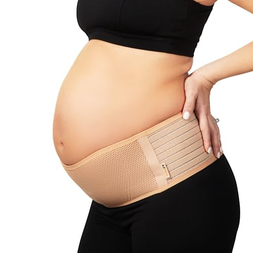 AZMED Maternity Belt Back Support - Adjustable Abdominal Binder for Pregnancy - Belly Band for Pelvic, Waist & Lower Back Comfort - Fits Up to 46 Inches - Beige | Amazon (US)