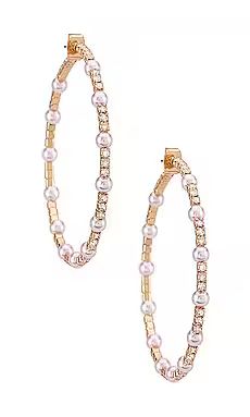 Ettika Mini Pearl Hoop Earring in Gold from Revolve.com | Revolve Clothing (Global)