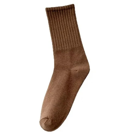 ZHIZAIHU Womens Solid Color Ankle Socks Casual Crew Socks Breathable Ankle Length Socks Brown | Walmart (US)