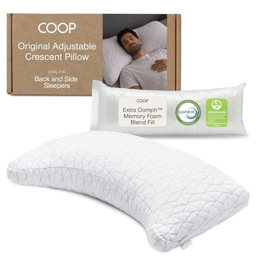 Coop Home Goods Original Crescent Adjustable Pillow, Queen Bed Pillows for Shoulder, Neck & Head Support, Crescent Foam Pillows - Medium Firm for Back & Side Sleeper, CertiPUR-US/GREENGUARD Gold | Amazon (US)