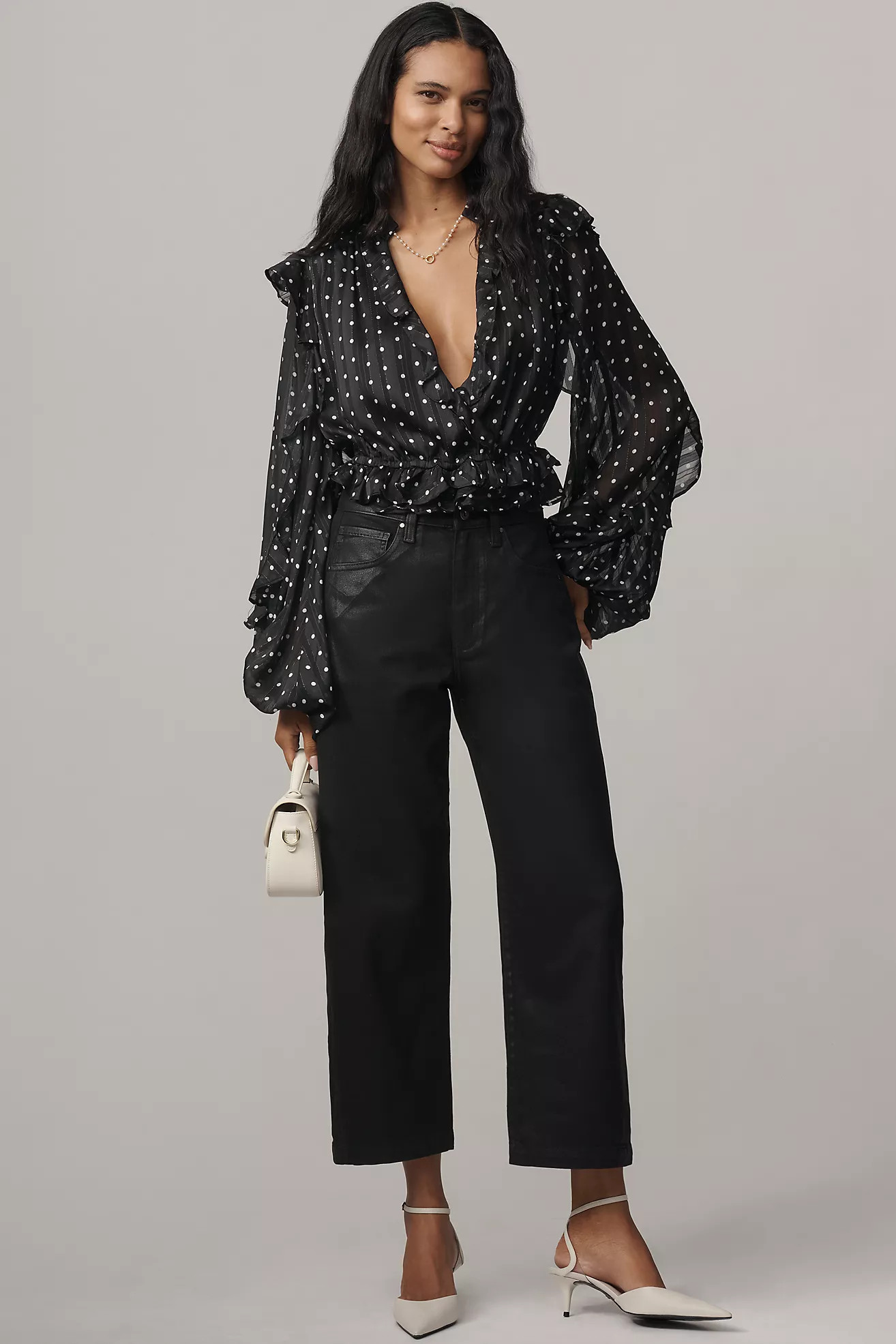 AG Coated Hattie High-Rise Tapered Crop Jeans | Anthropologie (US)