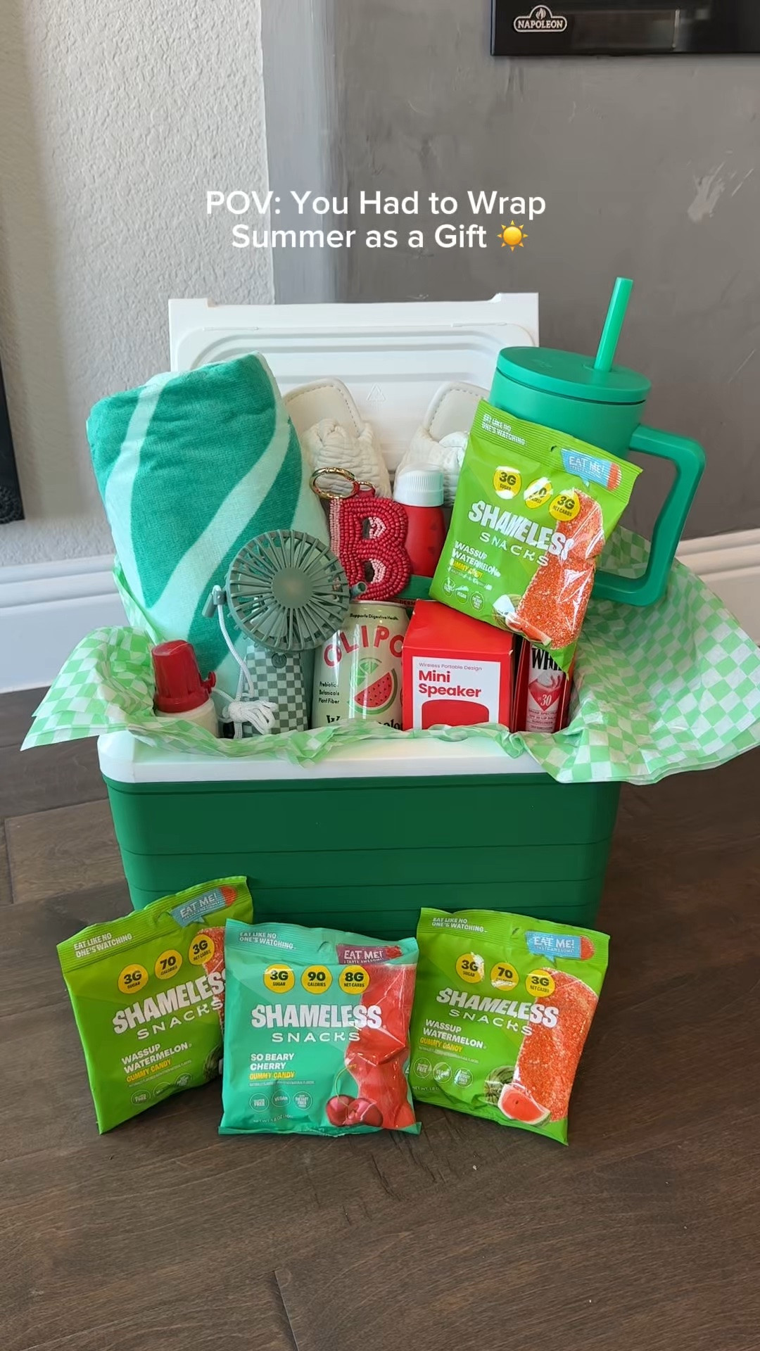 If summer came wrapped up as a gift, this would be it ☀️🌴 A cooler full of sunny day essentials, fun finds, and snacks for all the adventures ahead. Saving this idea for birthdays, hostess gifts, teens, teachers, and just because gifts all summer long.