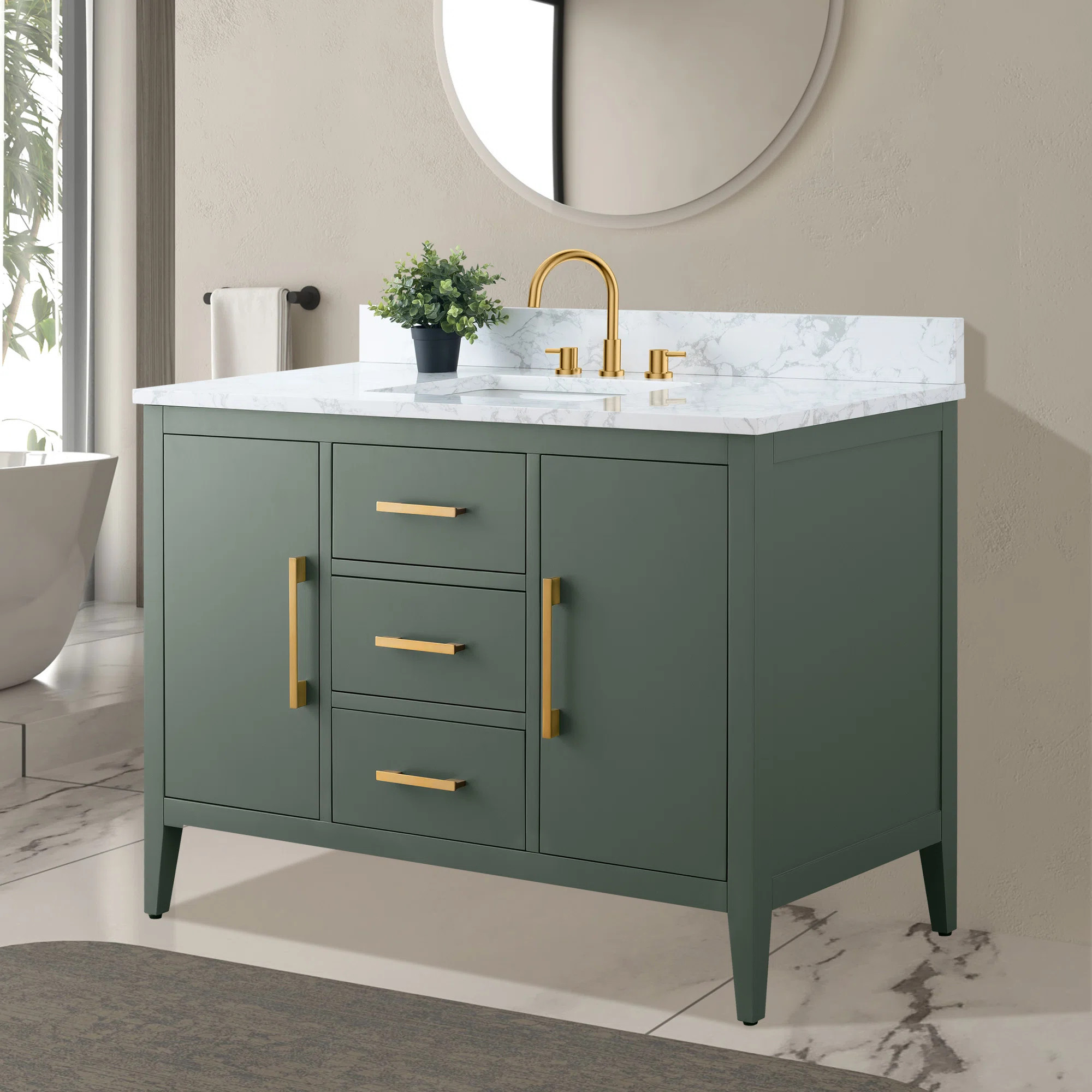 48'' Single Bathroom Vanity with Engineered Marble Top | Wayfair North America