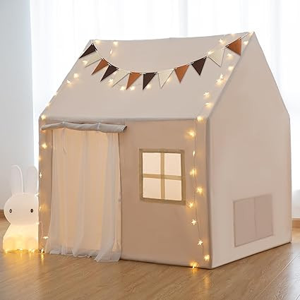 TreeBud Play Tent with Padded Mat, Pennant Banners, Fairy Lights - Kids Playhouse with Large Spac... | Amazon (US)
