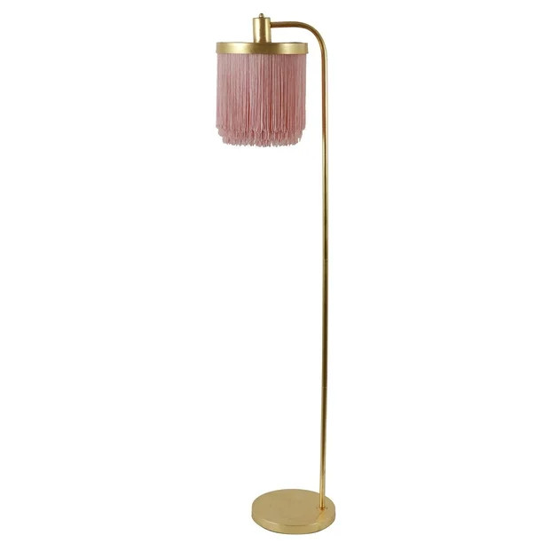 Decor Therapy 59.75" Framboise Gold Leaf Floor Lamp with Fringe Shade - Walmart.com | Walmart (US)