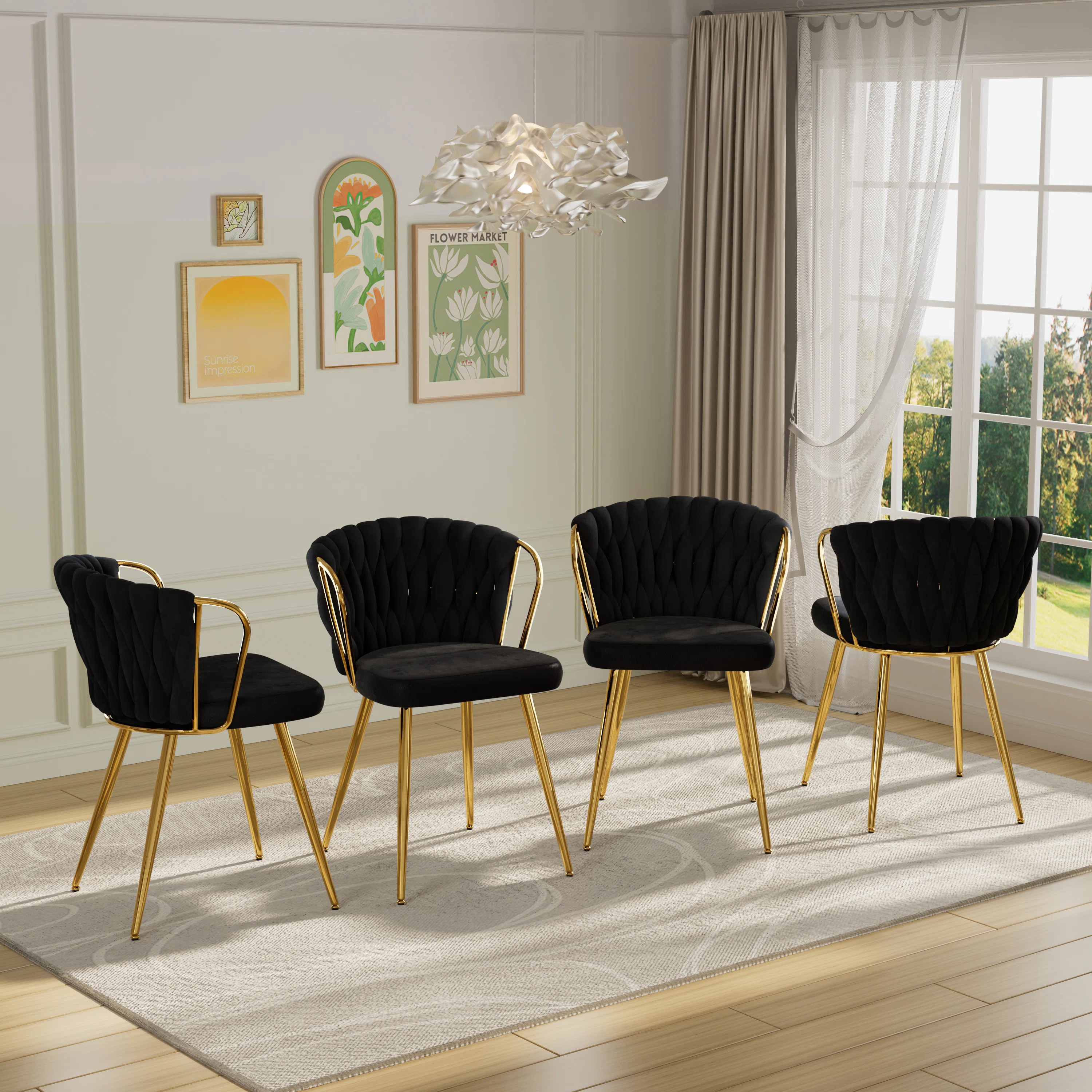 Velvet Upholstered Dining Chairs(Set of 4) | Wayfair North America