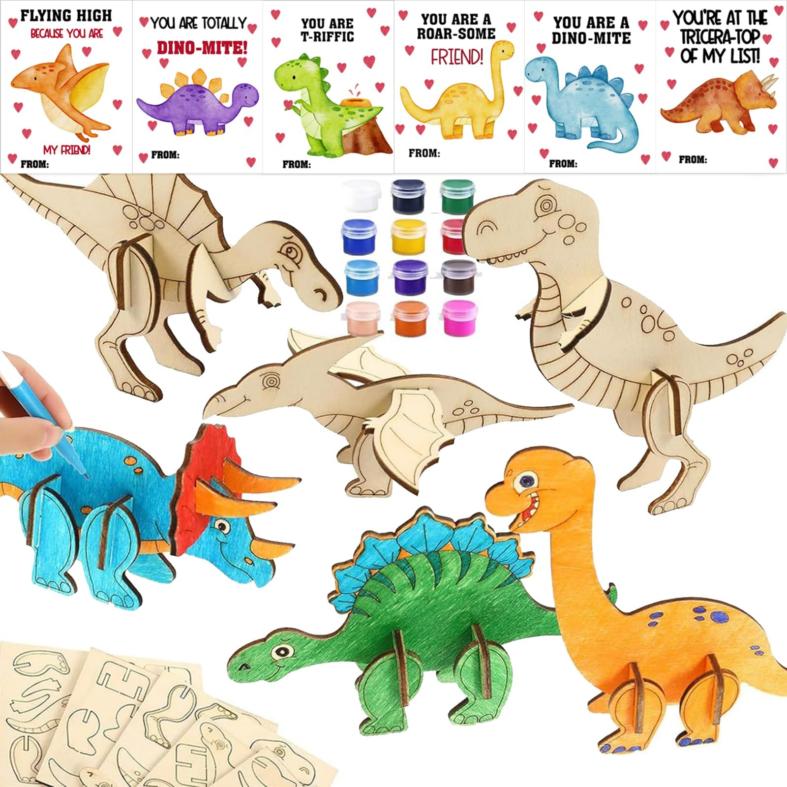 Dinosaur Party Favors - 24 Set 3D Puzzles Dinosaur Birthday Party Supplies -Dinosaurs Cards with ... | Amazon (US)