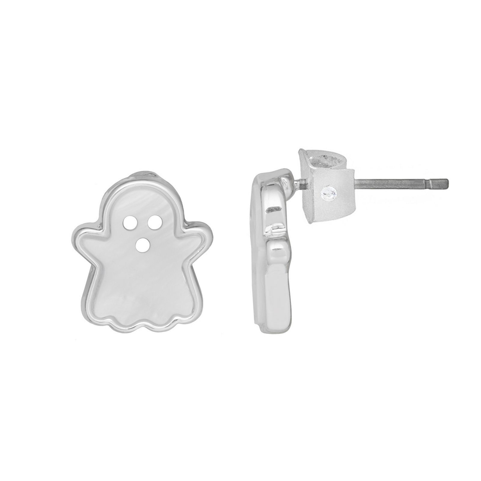 LC Lauren Conrad Silver Tone Mother-of-Pearl Ghost Stud Earrings, Women's, White | Kohl's