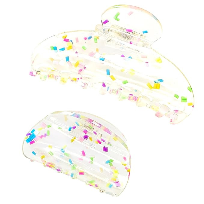 Colorful Sprinkles Thin Hair Claw Clips Youth Women Teen Girls Nonpareil Sprinkle Candy Clear Cut... | Amazon (US)
