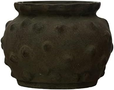 Creative Co-Op Terra-Cotta Raised Dots Vase, 11" L x 11" W x 9" H, Black | Amazon (US)