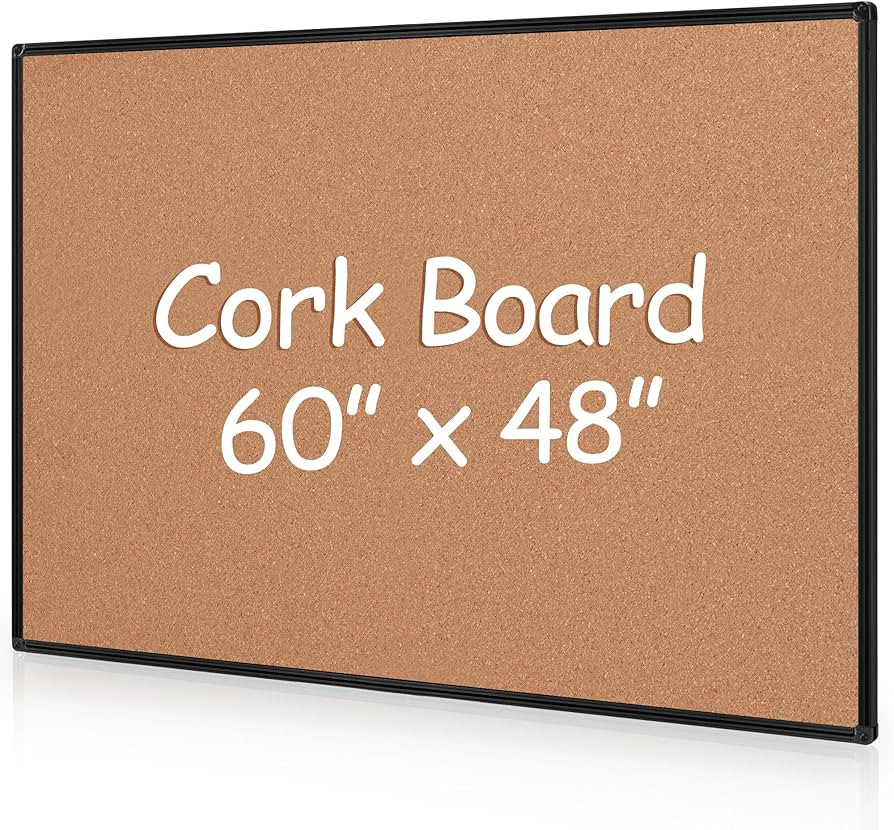 Extra Large Cork Bulletin Board 60" X 48", Black Aluminum Framed 5'x4' Corkboard for Wall, Wall M... | Amazon (US)