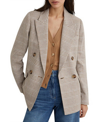 Women's Maxwell Double-Breasted Check Blazer | Macy's
