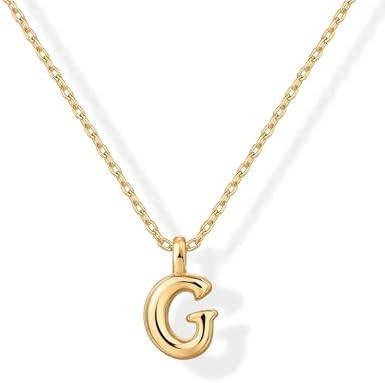 PAVOI 14K Gold Plated Dainty Chunky Bubble Initial Letter Pendant Necklace for Women | Alphabet L... | Amazon (US)