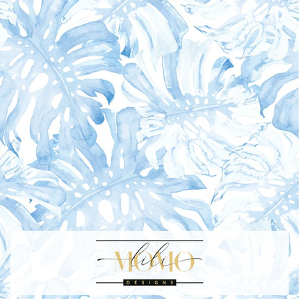 Blue Palm Leaves Wallpaper Watercolor Hand Painted Palm - Etsy
