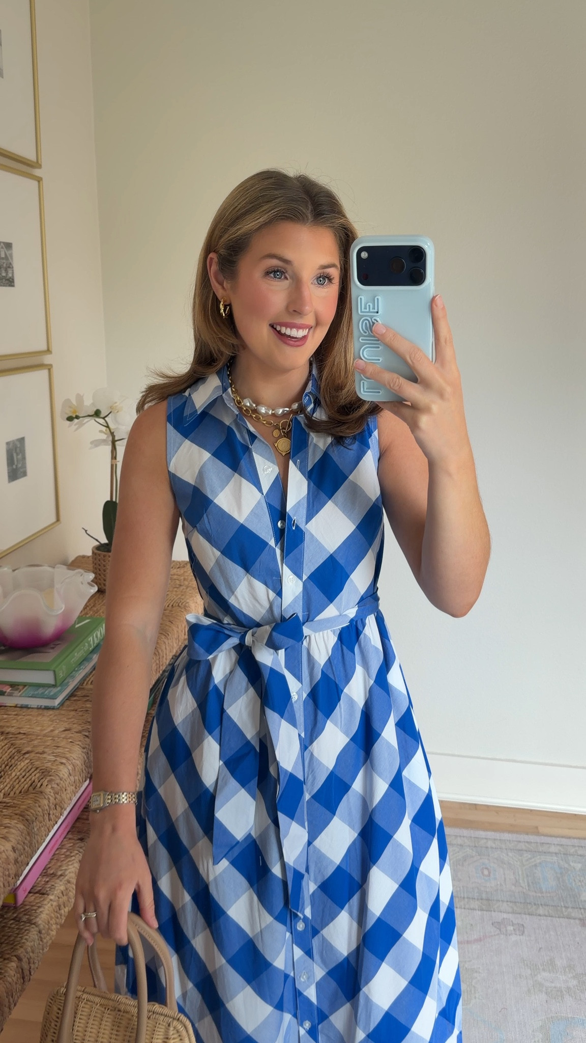 Belk gingham midi dress for summer! Wearing an XS