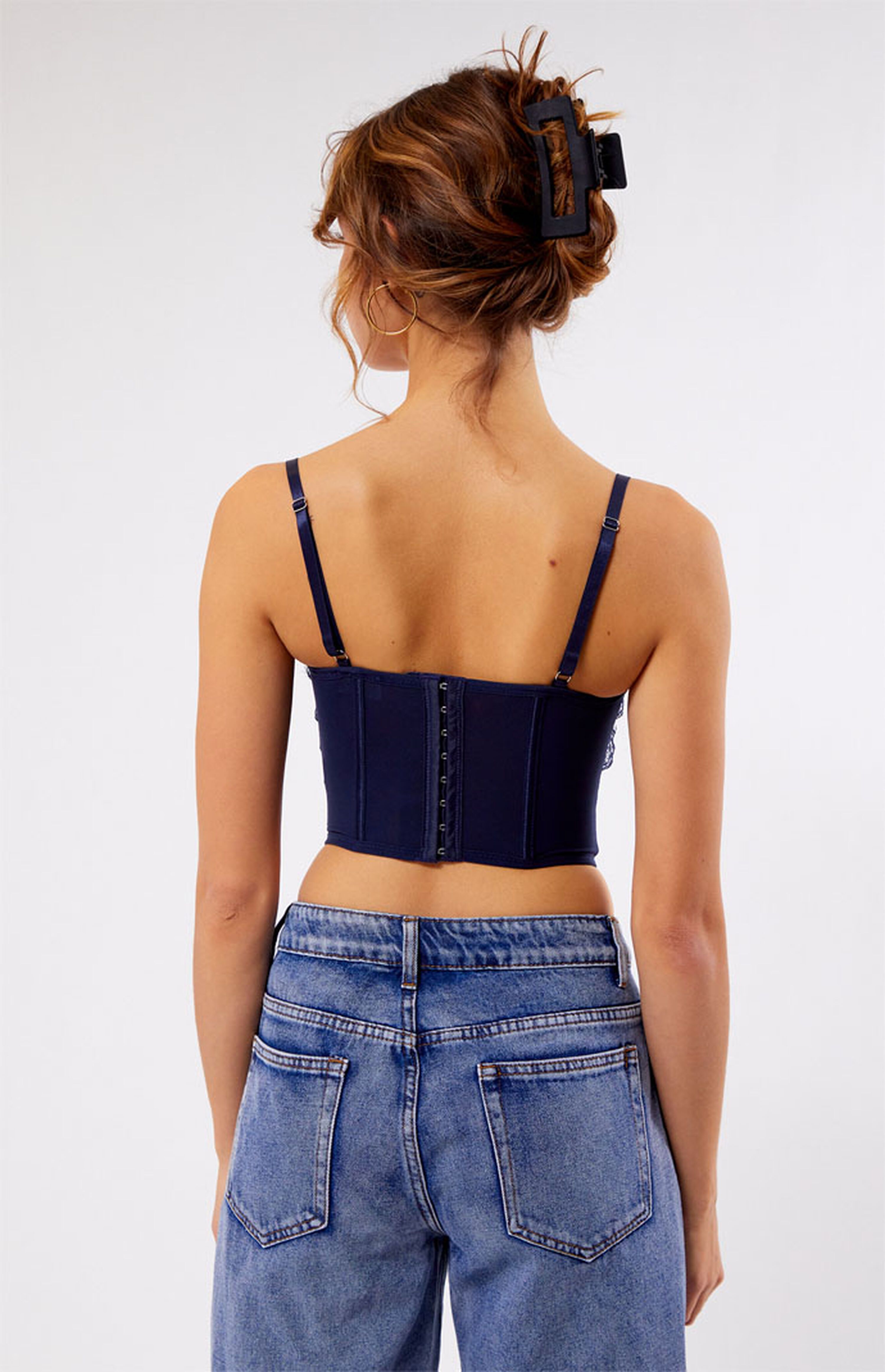 LA Hearts Lace Trim Mesh Corset Top | PacSun | PacSun